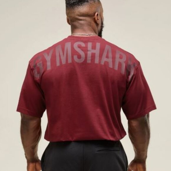 Gymshark Men's Red Power Short Sleeve Tee - Picture 1 of 7